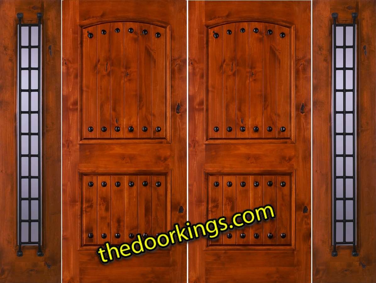 sw62 knotty alder double door with builder zinc sidelites
